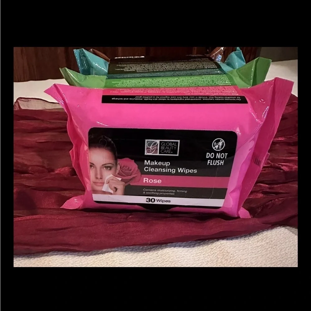 4 Pack Variety Makeup Remover Cleansing Wipes Rose, Aloe, Cucumber & Coconut New
